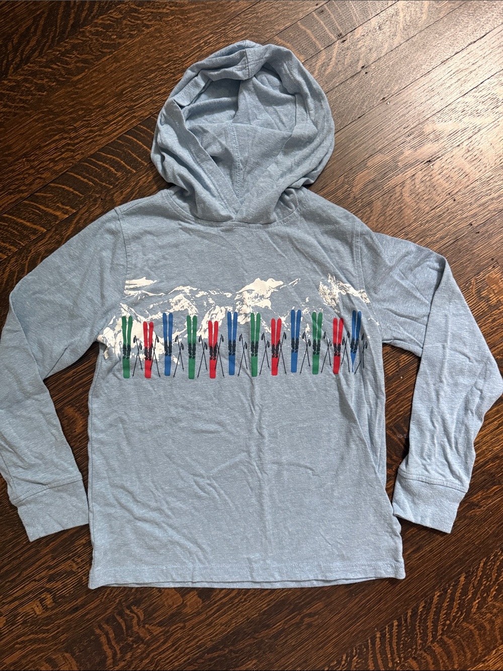 Crewcuts Light Blue Crewneck Hoodie with Ski Graphic